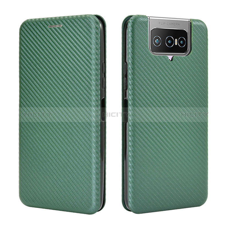 Custodia Portafoglio In Pelle Cover con Supporto L02Z per Asus ZenFone 8 Flip ZS672KS Verde