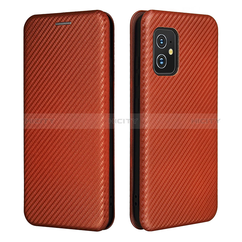 Custodia Portafoglio In Pelle Cover con Supporto L02Z per Asus Zenfone 8 ZS590KS Marrone