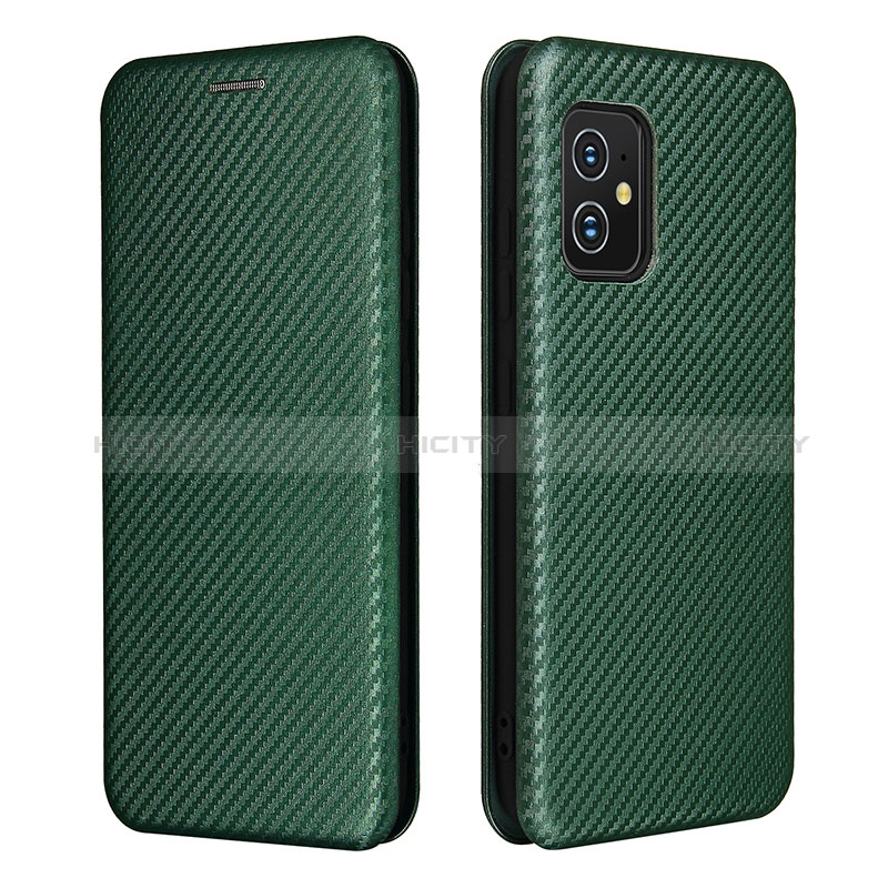 Custodia Portafoglio In Pelle Cover con Supporto L02Z per Asus Zenfone 8 ZS590KS Verde