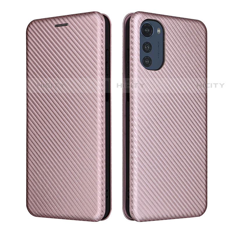 Custodia Portafoglio In Pelle Cover con Supporto L02Z per Motorola Moto E32s Oro Rosa