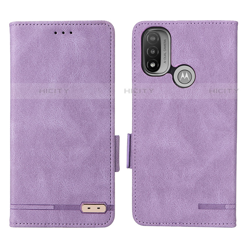 Custodia Portafoglio In Pelle Cover con Supporto L02Z per Motorola Moto E40 Viola