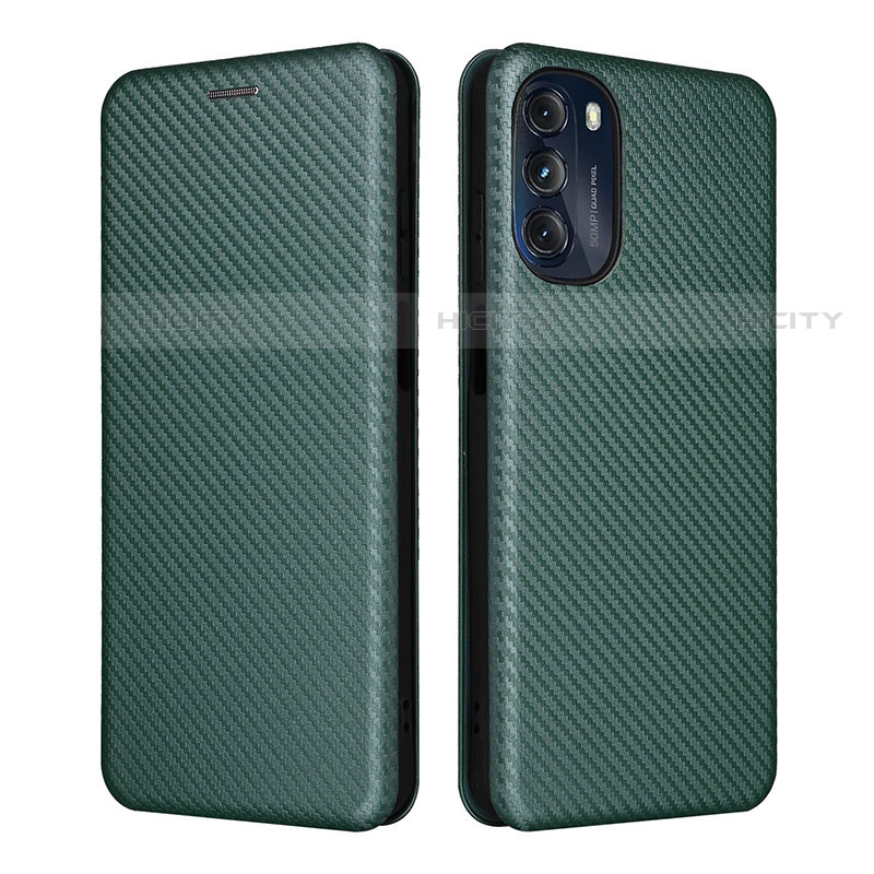 Custodia Portafoglio In Pelle Cover con Supporto L02Z per Motorola Moto G 5G (2022) Verde