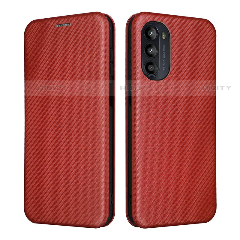 Custodia Portafoglio In Pelle Cover con Supporto L02Z per Motorola Moto G71s 5G Marrone