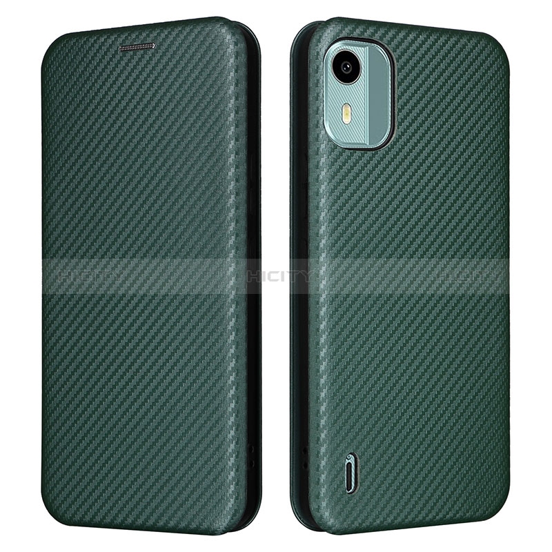 Custodia Portafoglio In Pelle Cover con Supporto L02Z per Nokia C12 Plus Verde