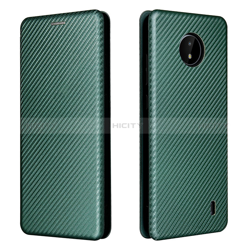 Custodia Portafoglio In Pelle Cover con Supporto L02Z per Nokia C20 Verde