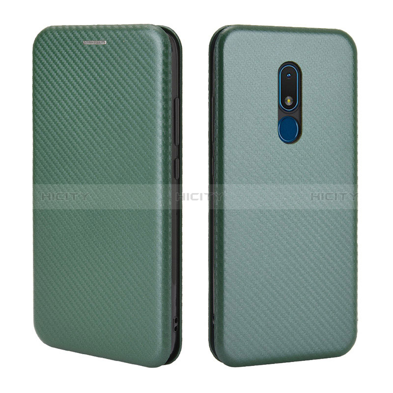 Custodia Portafoglio In Pelle Cover con Supporto L02Z per Nokia C3 Verde