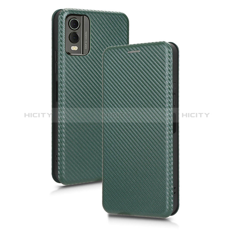 Custodia Portafoglio In Pelle Cover con Supporto L02Z per Nokia C32 Verde