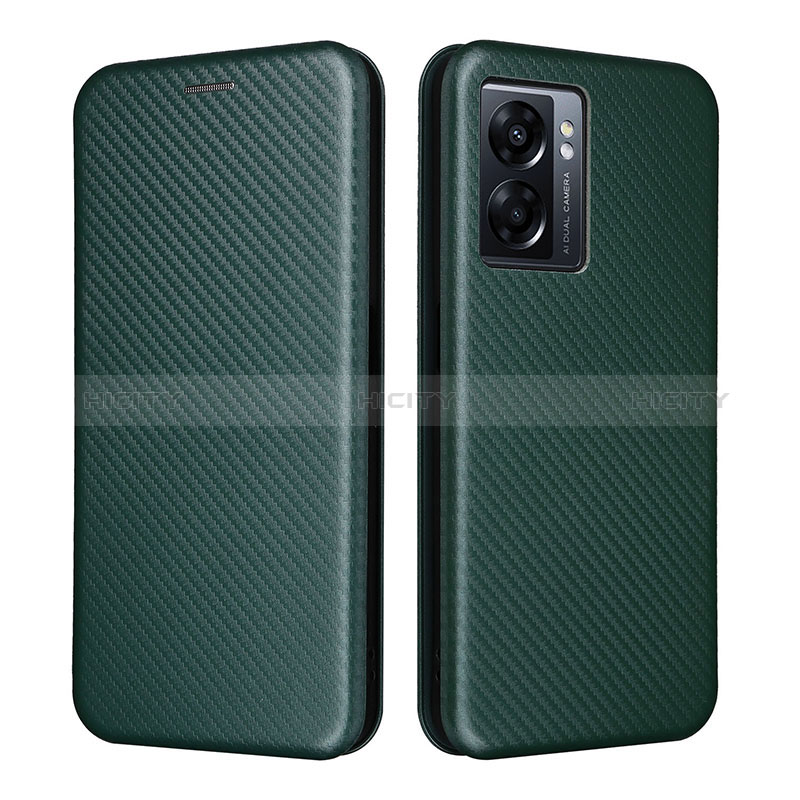 Custodia Portafoglio In Pelle Cover con Supporto L02Z per Oppo A57 5G Verde