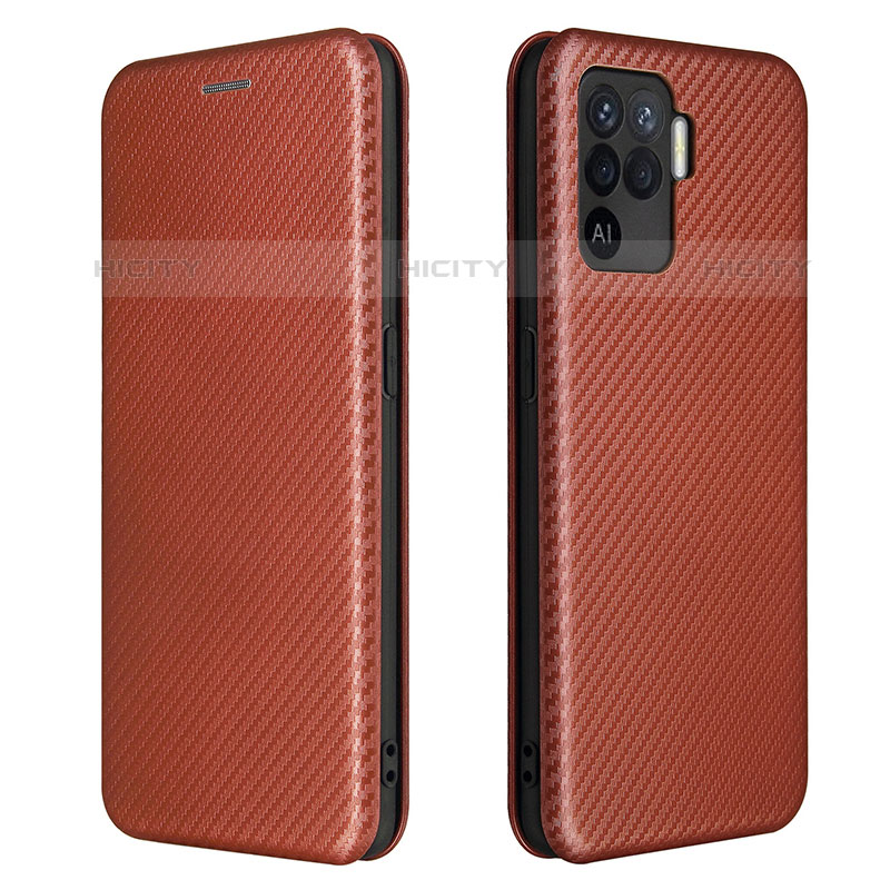 Custodia Portafoglio In Pelle Cover con Supporto L02Z per Oppo Reno5 F Marrone