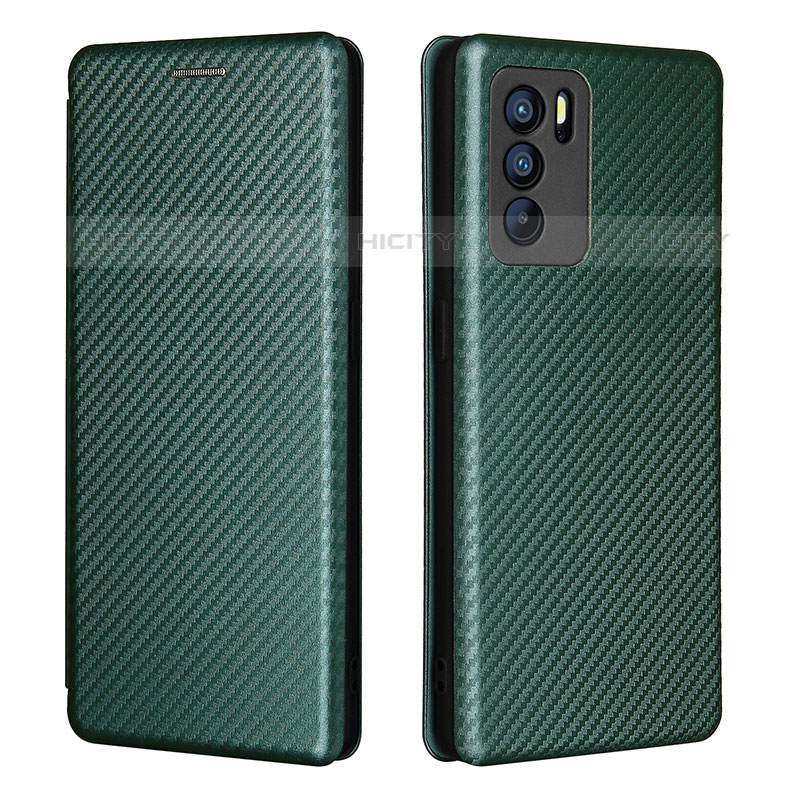 Custodia Portafoglio In Pelle Cover con Supporto L02Z per Oppo Reno6 Pro 5G India Verde