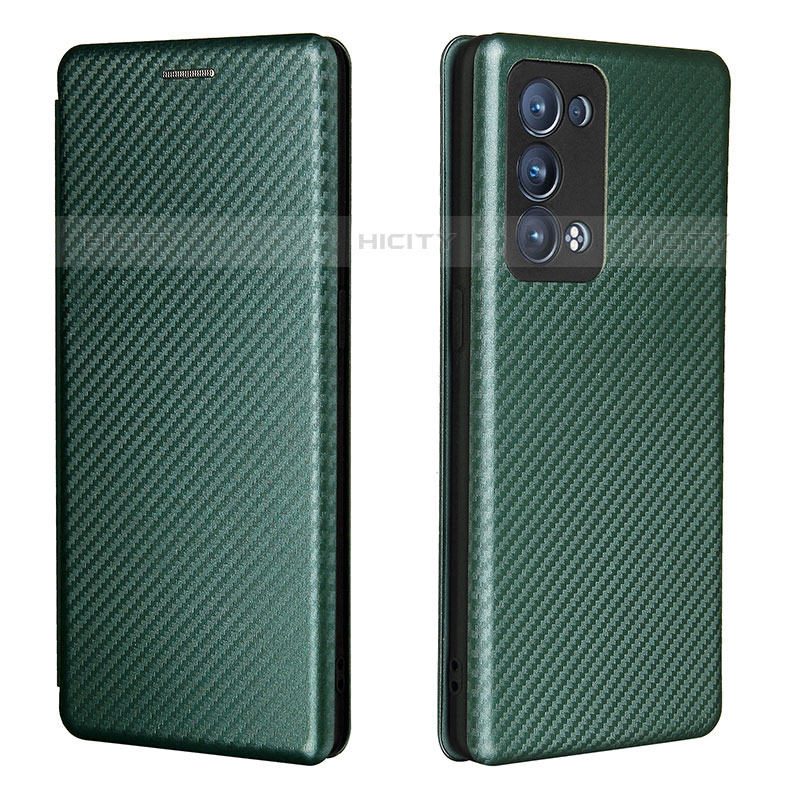 Custodia Portafoglio In Pelle Cover con Supporto L02Z per Oppo Reno6 Pro 5G Verde