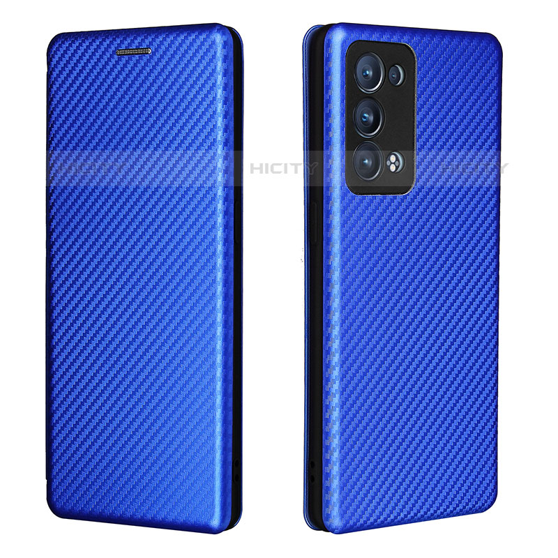 Custodia Portafoglio In Pelle Cover con Supporto L02Z per Oppo Reno6 Pro+ Plus 5G Blu