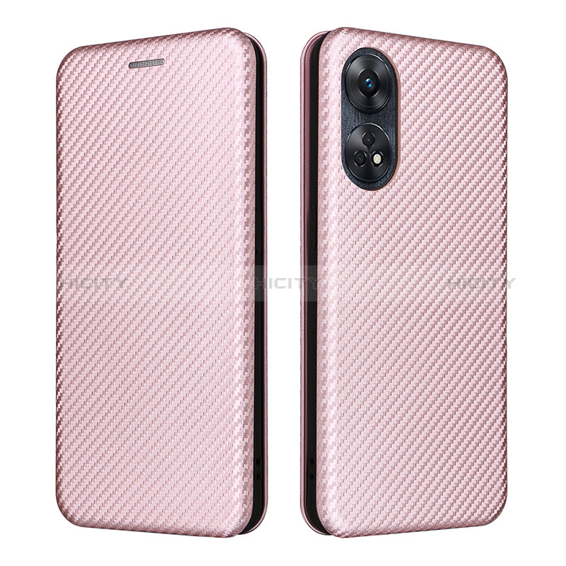 Custodia Portafoglio In Pelle Cover con Supporto L02Z per Oppo Reno8 T 4G Oro Rosa