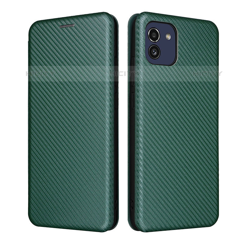 Custodia Portafoglio In Pelle Cover con Supporto L02Z per Samsung Galaxy A03 Verde