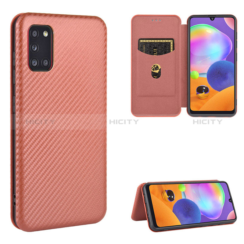 Custodia Portafoglio In Pelle Cover con Supporto L02Z per Samsung Galaxy A31 Marrone