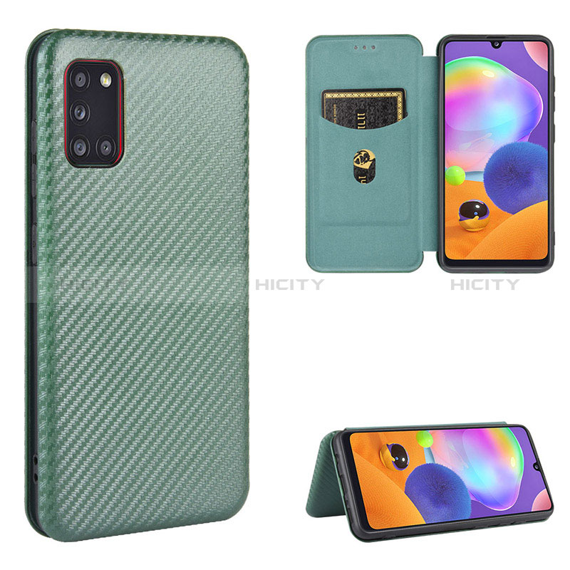 Custodia Portafoglio In Pelle Cover con Supporto L02Z per Samsung Galaxy A31 Verde