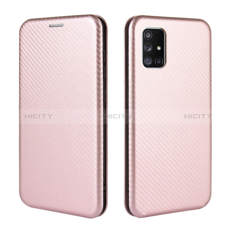 Custodia Portafoglio In Pelle Cover con Supporto L02Z per Samsung Galaxy A71 4G A715 Oro Rosa