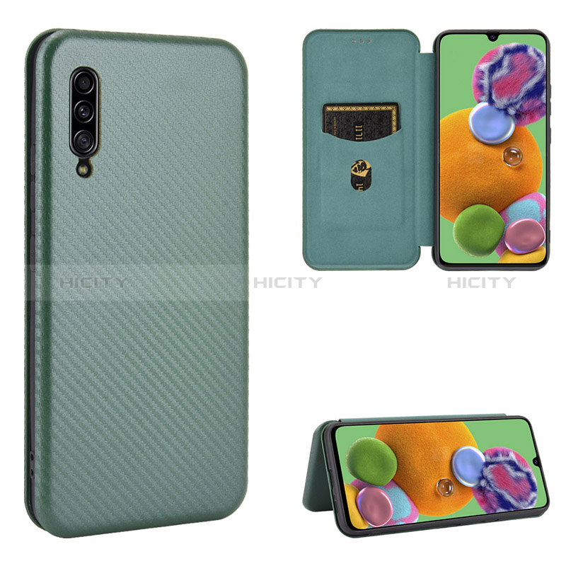 Custodia Portafoglio In Pelle Cover con Supporto L02Z per Samsung Galaxy A90 5G Verde