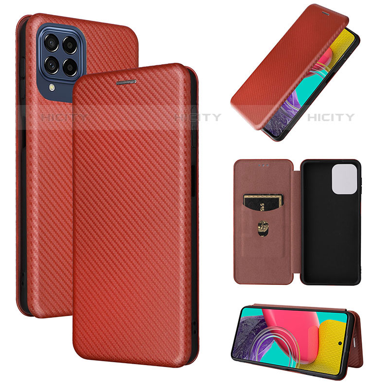 Custodia Portafoglio In Pelle Cover con Supporto L02Z per Samsung Galaxy M53 5G Marrone