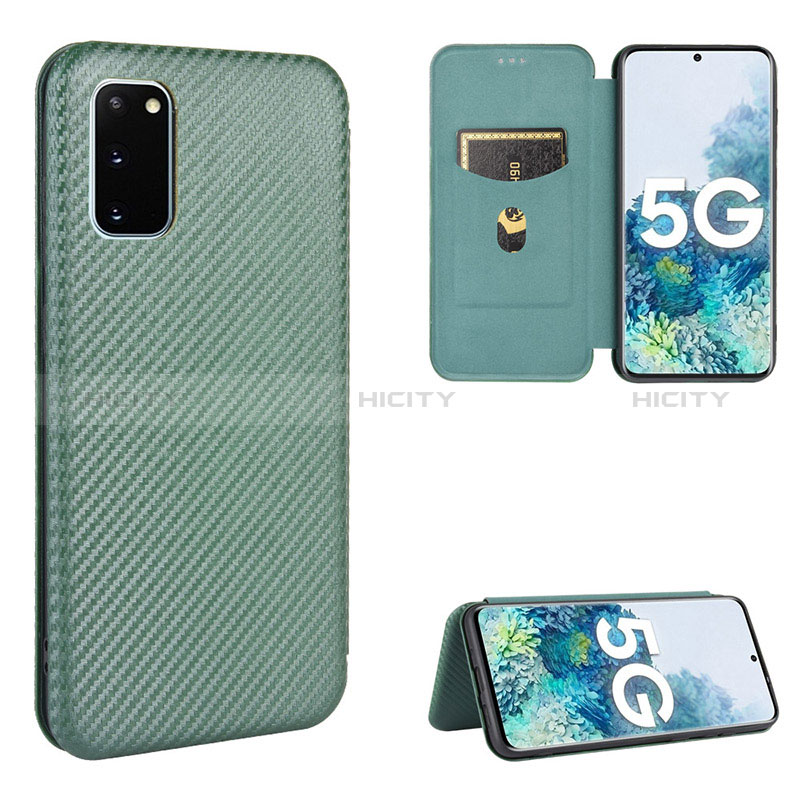 Custodia Portafoglio In Pelle Cover con Supporto L02Z per Samsung Galaxy S20 FE 4G Verde