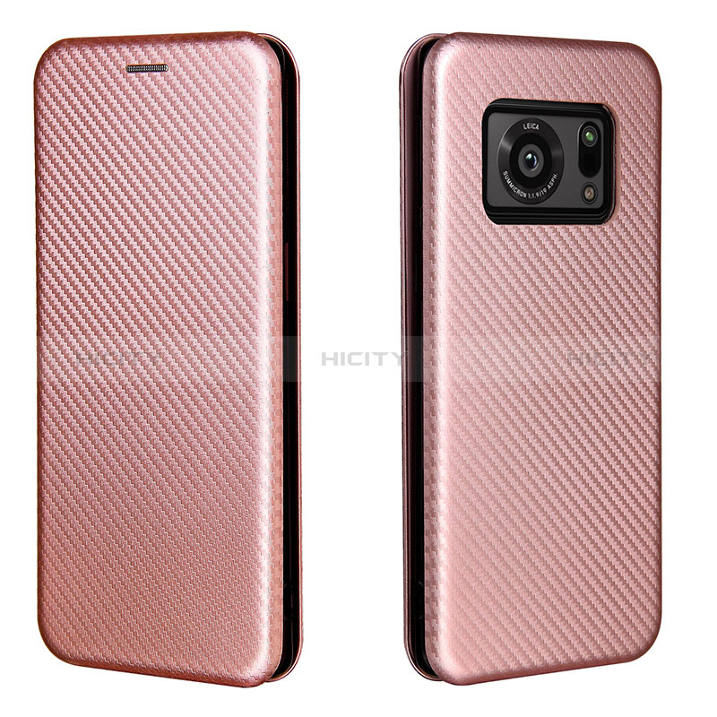 Custodia Portafoglio In Pelle Cover con Supporto L02Z per Sharp Aquos R6 Oro Rosa