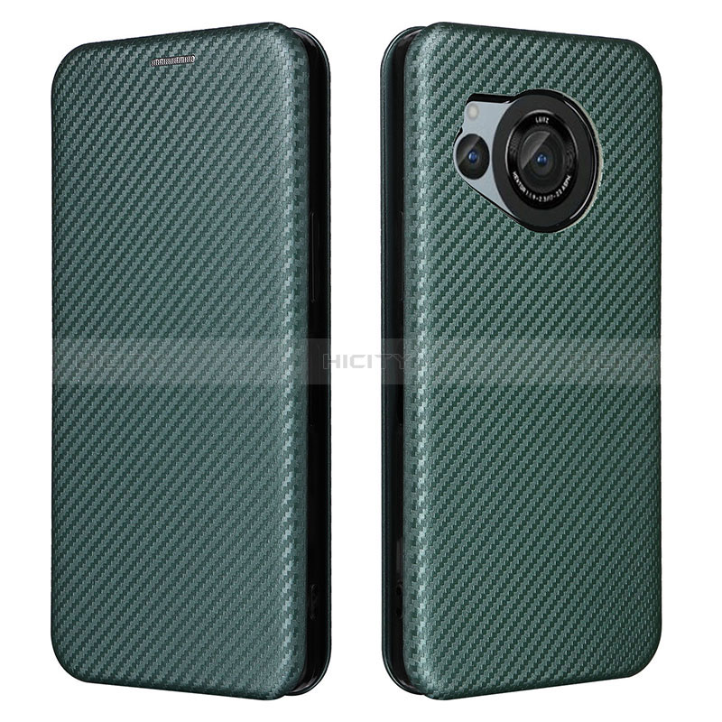 Custodia Portafoglio In Pelle Cover con Supporto L02Z per Sharp Aquos R8s Verde