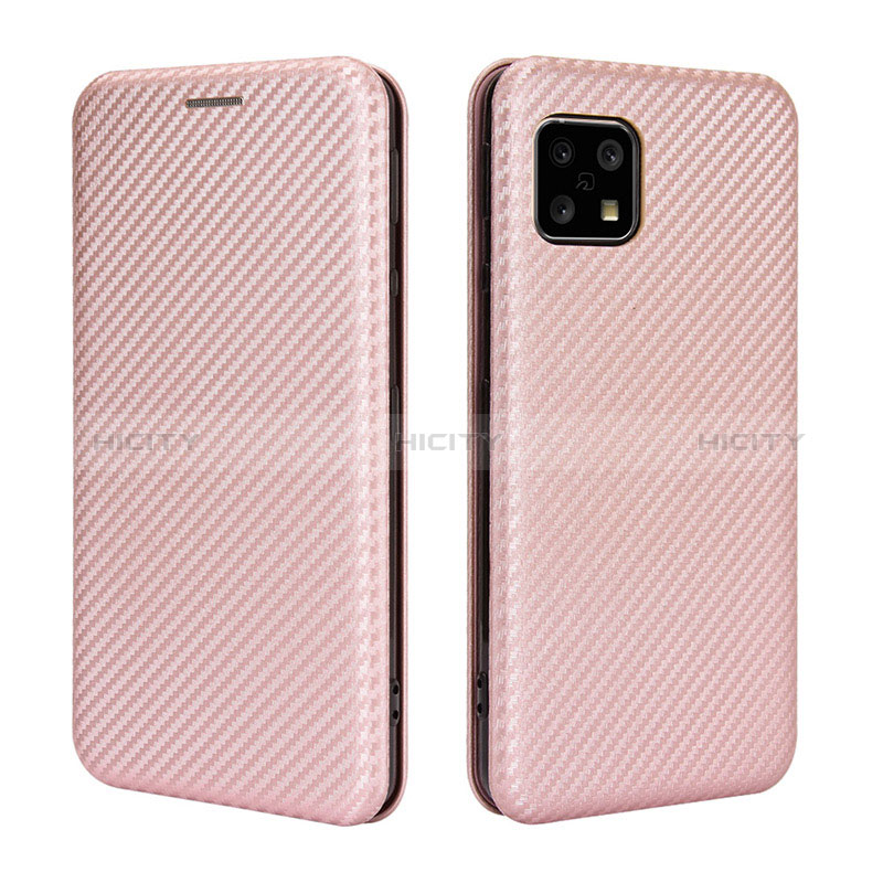 Custodia Portafoglio In Pelle Cover con Supporto L02Z per Sharp Aquos Sense4 Lite Oro Rosa