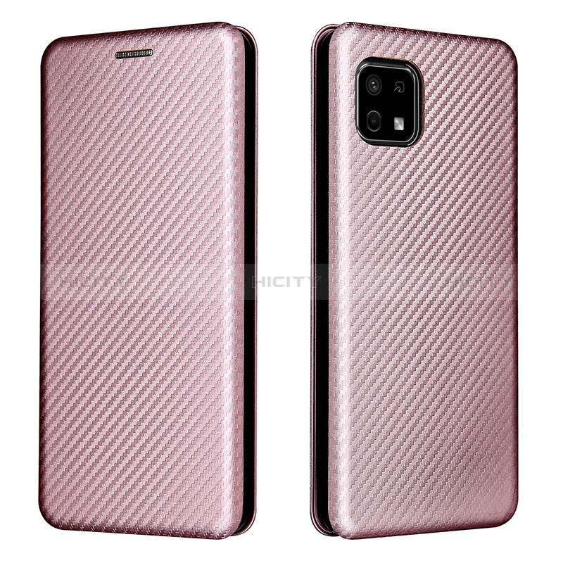 Custodia Portafoglio In Pelle Cover con Supporto L02Z per Sharp Aquos Sense6 Oro Rosa