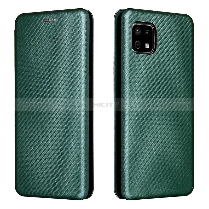 Custodia Portafoglio In Pelle Cover con Supporto L02Z per Sharp Aquos Sense6 Verde