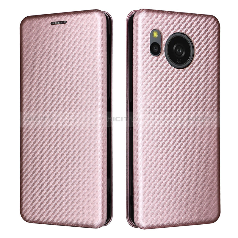 Custodia Portafoglio In Pelle Cover con Supporto L02Z per Sharp Aquos Sense8 Oro Rosa