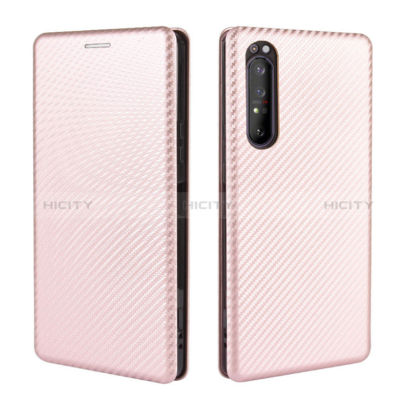 Custodia Portafoglio In Pelle Cover con Supporto L02Z per Sony Xperia 1 II Oro Rosa