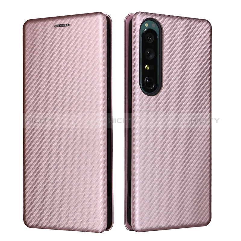 Custodia Portafoglio In Pelle Cover con Supporto L02Z per Sony Xperia 1 IV Oro Rosa