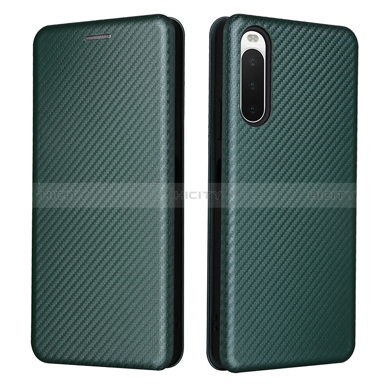 Custodia Portafoglio In Pelle Cover con Supporto L02Z per Sony Xperia 10 IV Verde