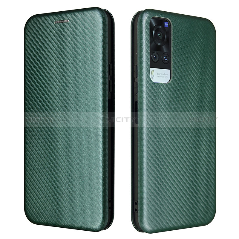 Custodia Portafoglio In Pelle Cover con Supporto L02Z per Vivo Y31 (2021) Verde