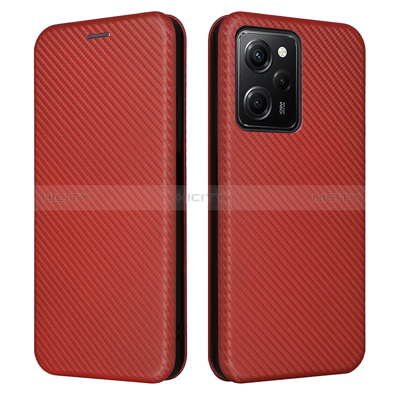 Custodia Portafoglio In Pelle Cover con Supporto L02Z per Xiaomi Redmi Note 12 Pro Speed 5G Marrone