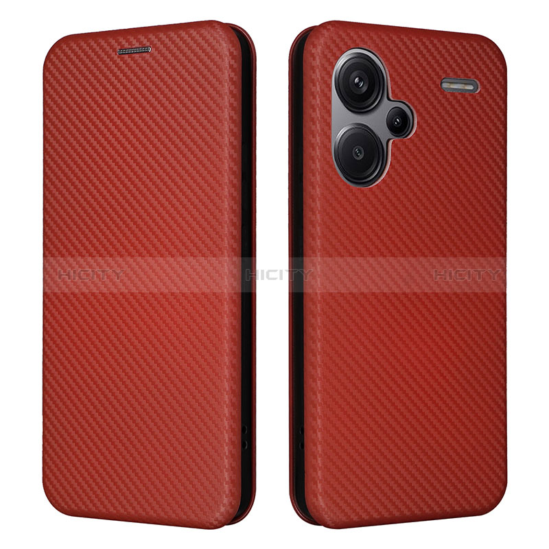 Custodia Portafoglio In Pelle Cover con Supporto L02Z per Xiaomi Redmi Note 13 Pro+ Plus 5G Marrone