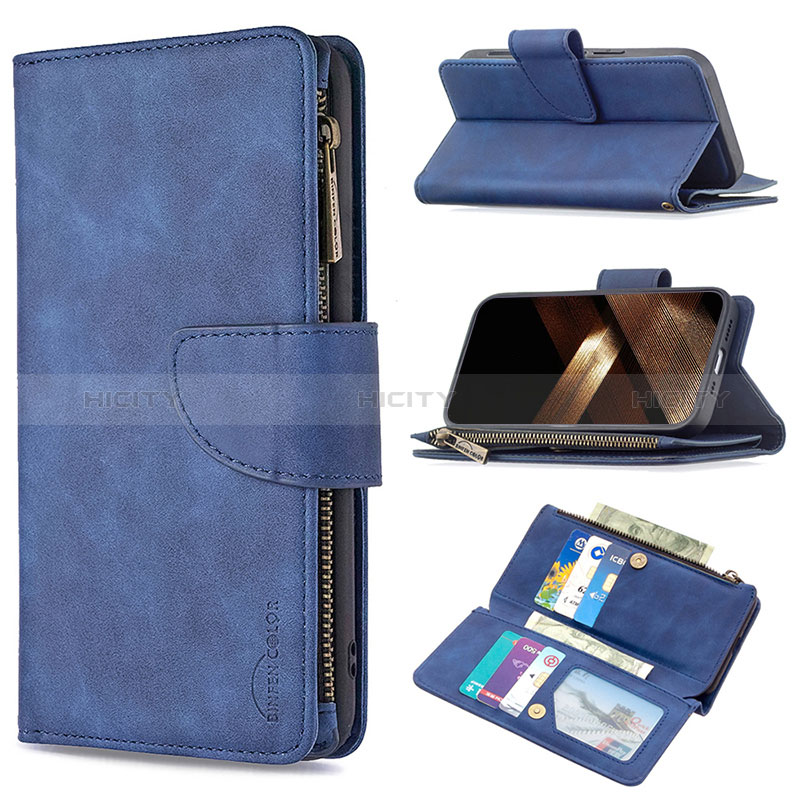 Custodia Portafoglio In Pelle Cover con Supporto L03 per Apple iPhone 14 Pro Blu