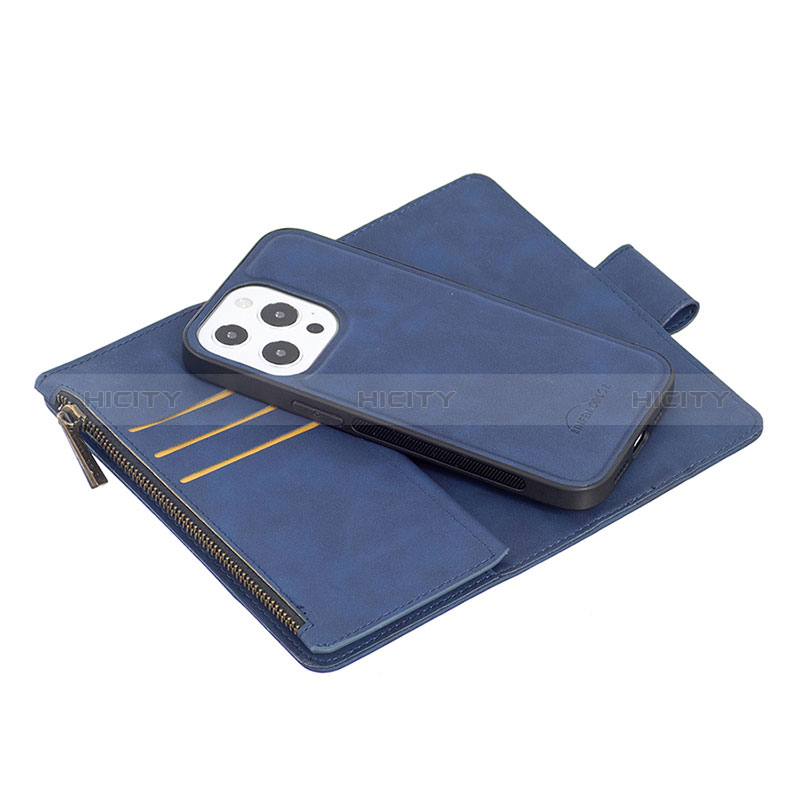 Custodia Portafoglio In Pelle Cover con Supporto L03 per Apple iPhone 14 Pro Blu