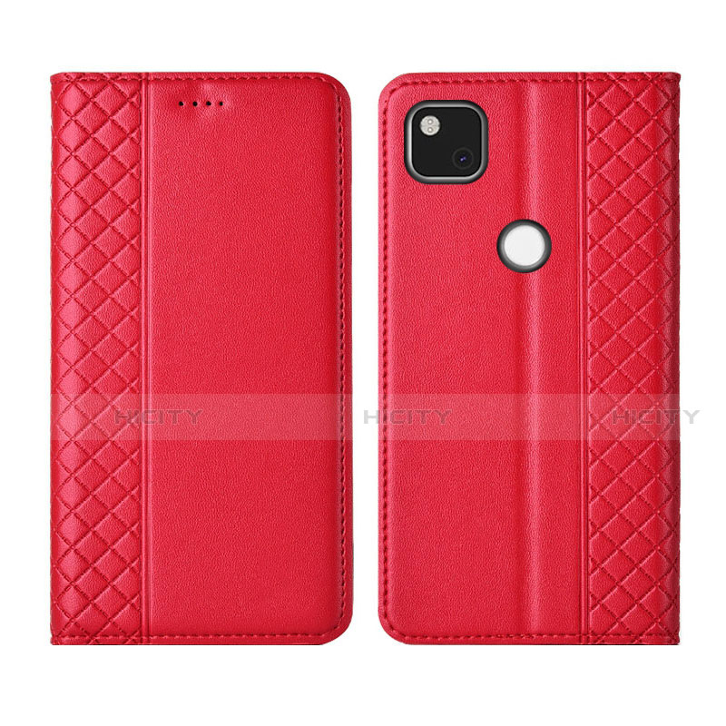 Custodia Portafoglio In Pelle Cover con Supporto L03 per Google Pixel 4a Rosso