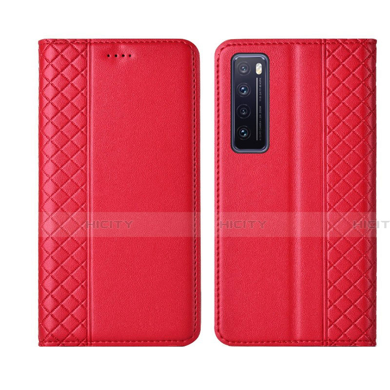 Custodia Portafoglio In Pelle Cover con Supporto L03 per Huawei Nova 7 5G Rosso