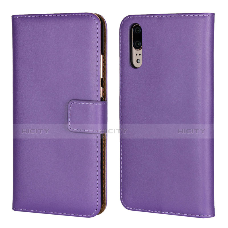 Custodia Portafoglio In Pelle Cover con Supporto L03 per Huawei P20 Viola