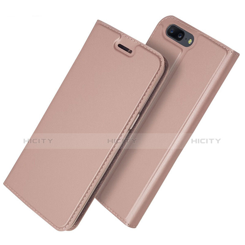 Custodia Portafoglio In Pelle Cover con Supporto L03 per OnePlus 5T A5010 Oro Rosa