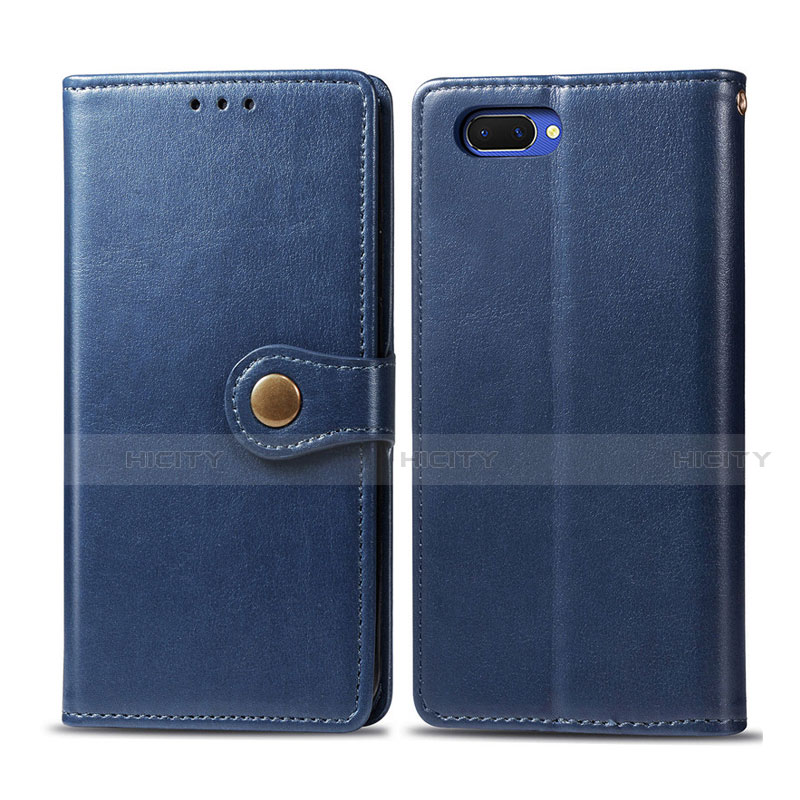 Custodia Portafoglio In Pelle Cover con Supporto L03 per Oppo A12e Blu