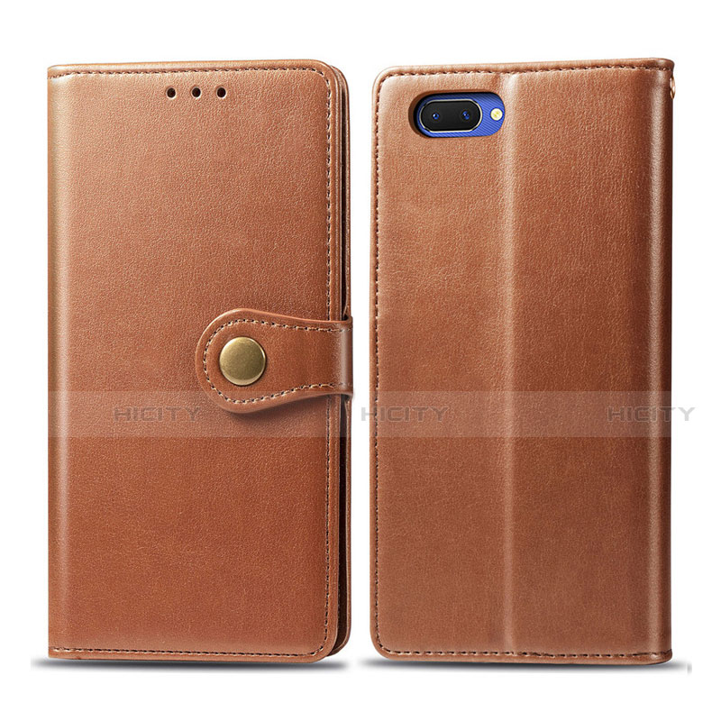 Custodia Portafoglio In Pelle Cover con Supporto L03 per Oppo A5 Marrone