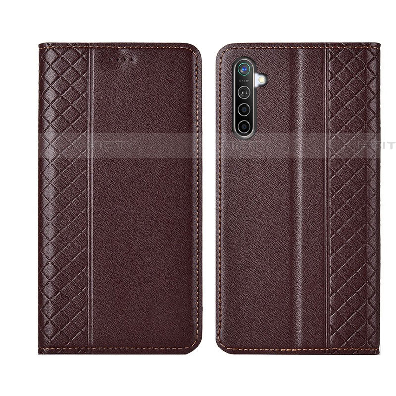 Custodia Portafoglio In Pelle Cover con Supporto L03 per Realme XT Marrone