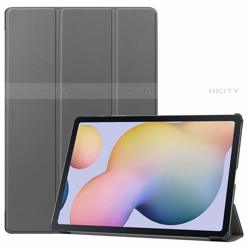 Custodia Portafoglio In Pelle Cover con Supporto L03 per Samsung Galaxy Tab S7 Plus 12.4 Wi-Fi SM-T970 Grigio