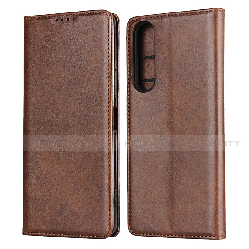 Custodia Portafoglio In Pelle Cover con Supporto L03 per Sony Xperia 1 II Marrone