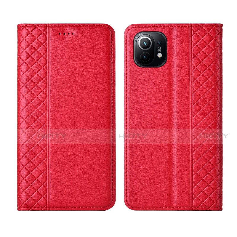 Custodia Portafoglio In Pelle Cover con Supporto L03 per Xiaomi Mi 11 Lite 4G Rosso