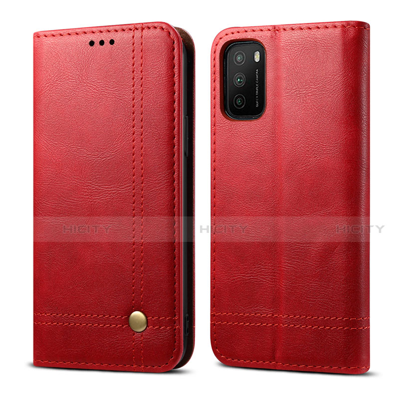 Custodia Portafoglio In Pelle Cover con Supporto L03 per Xiaomi Poco M3 Rosso