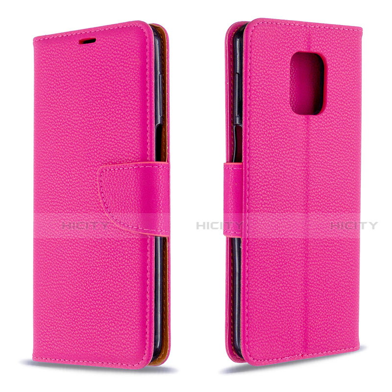 Custodia Portafoglio In Pelle Cover con Supporto L03 per Xiaomi Redmi Note 9 Pro Max Rosa Caldo